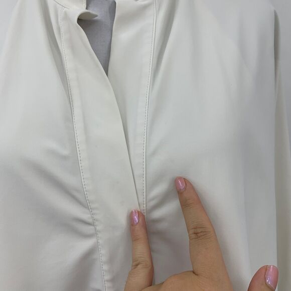 Aday Shirt Women L Large SLIM Fit Mandarin Collar Something Borrowed Snap Button - Picture 5 of 15